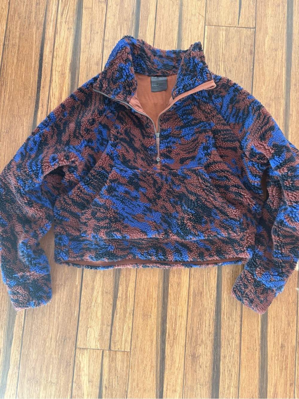 lululemon athletica Cropped Sherpa Half-Zip Pullover — Blue & Brown
